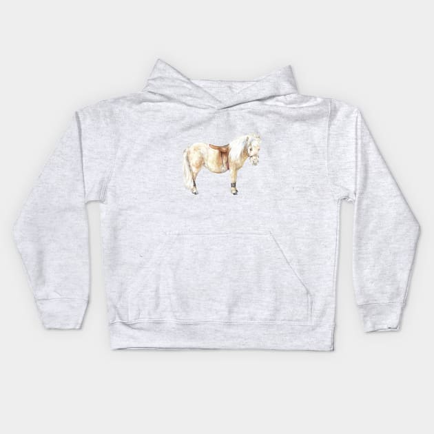 Shetland Pony: Ready to Ride Horse Kids Hoodie by wanderinglaur